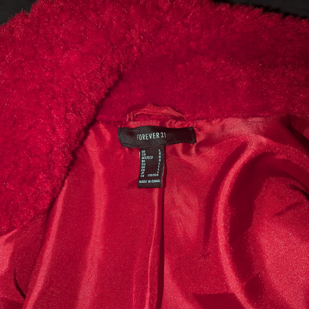 Forever 21 Vibrant Red Teddy Jacket - Picture 2 of 2